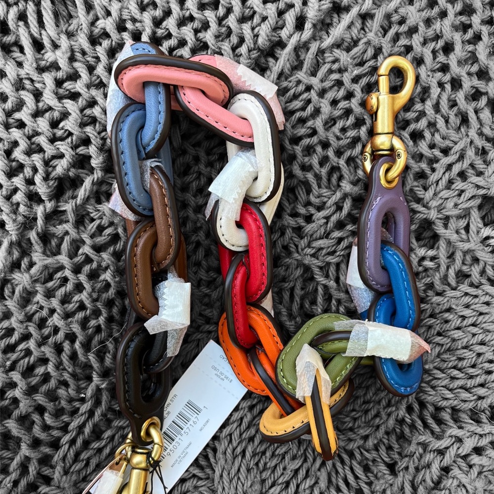 Rainbow Leather Covered Short Chain Strap
